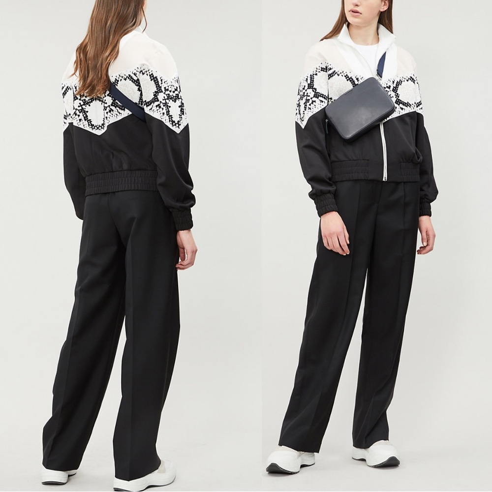 Maje Thelo Zipped Python-Print Sports-Jersey Jack… - image 1